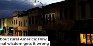 Dusk in downtown Lumberton, county seat in Robeson County, N.C., the most diverse rural county in America. AP Photo/David Goldman